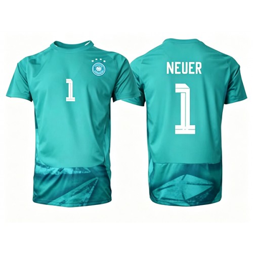 Stroje piłkarskie Niemcy Manuel Neuer #1 Bramkarskie Koszulka Podstawowej MŚ 2026 Krótki Rękaw